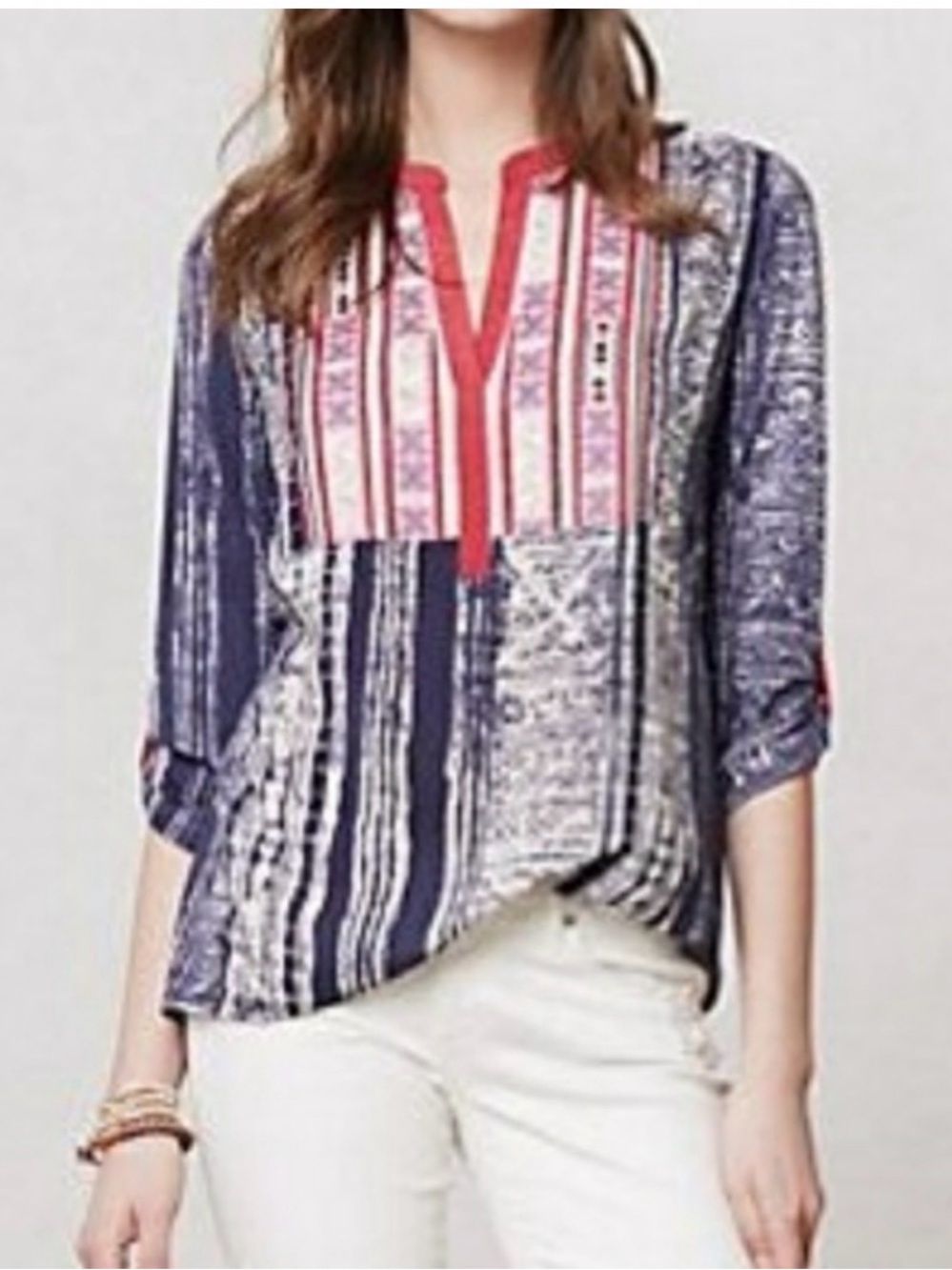 Anthropologie Tiny Ashbury Aztec Embroidered Boho Top
Medium